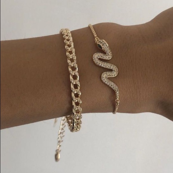 NEW | Snake and Chain Gold Bracelet Set ๐ - Picture 1 of 3